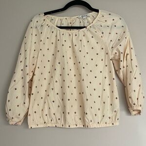 MADEWELL Cream Blouse with tiny flowers, sz XS